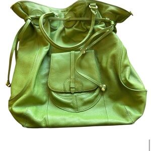 Isaac Mizrahi Vibrant Green Leather Hobo Bag